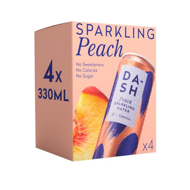 Dash Peach Sparkling Water 4 x 330ml - gallery image 2