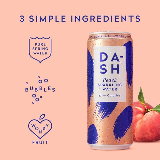Dash Peach Sparkling Water 4 x 330ml - gallery image 3