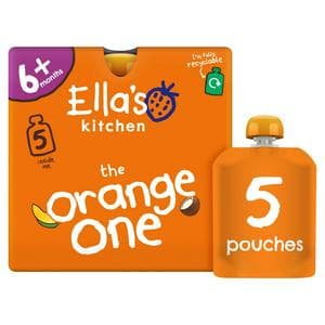 Ella's Kitchen Organic the Orange One Smoothie Multipack Baby Food Pouch 6+ Months 5x90g
