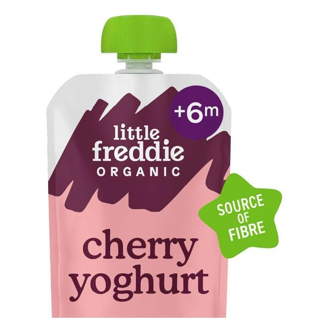 Little Freddie Organic Cherry Greek Style Yoghurt Baby Food Pouch 6+ Months 100g - gallery image 1
