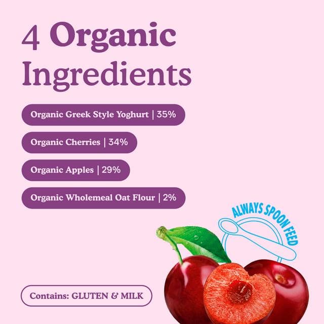 Little Freddie Organic Cherry Greek Style Yoghurt Baby Food Pouch 6+ Months 100g - gallery image 3
