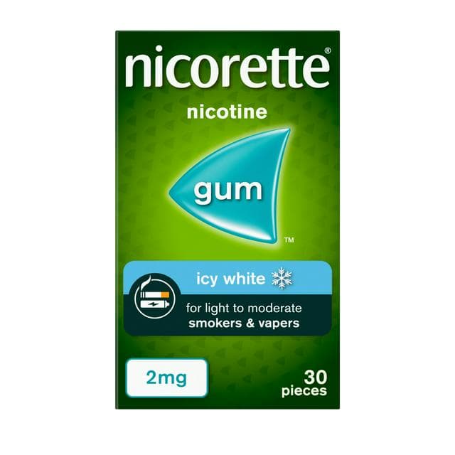 Nicorette Icy White Gum Pieces Quit Smoking Aid x30 2mg - gallery image 1