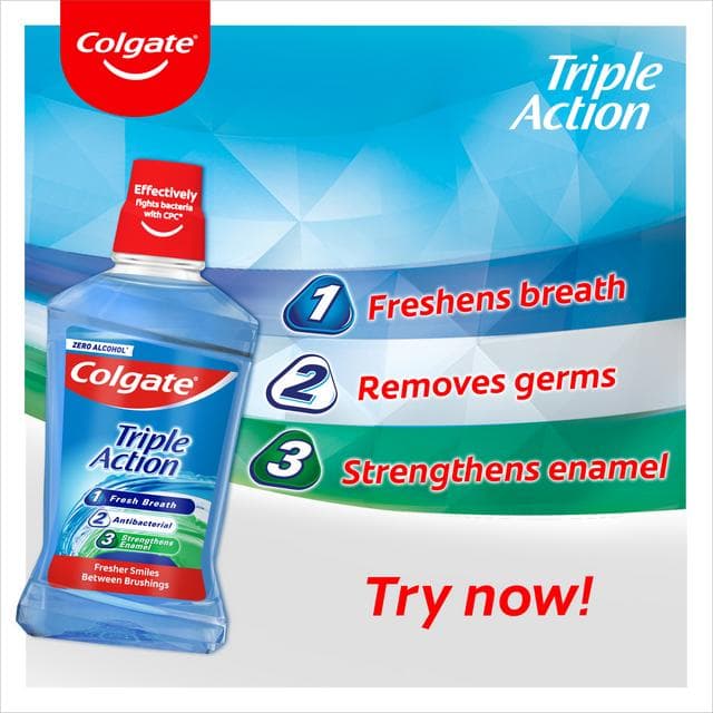Colgate Triple Action Mouthwash Alcohol Free 500ml - gallery image 3