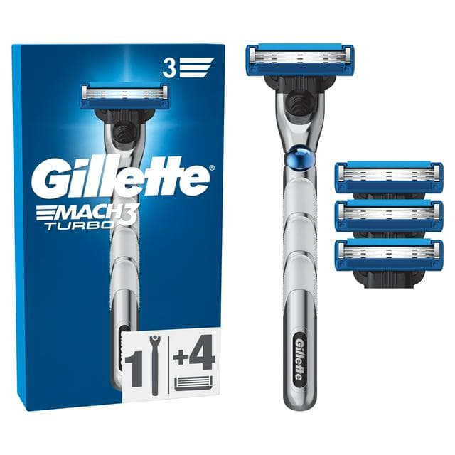 Gillette Mach3 Turbo 3D Razor Handle +3 Blade Refills Special Starter Pack - gallery image 1