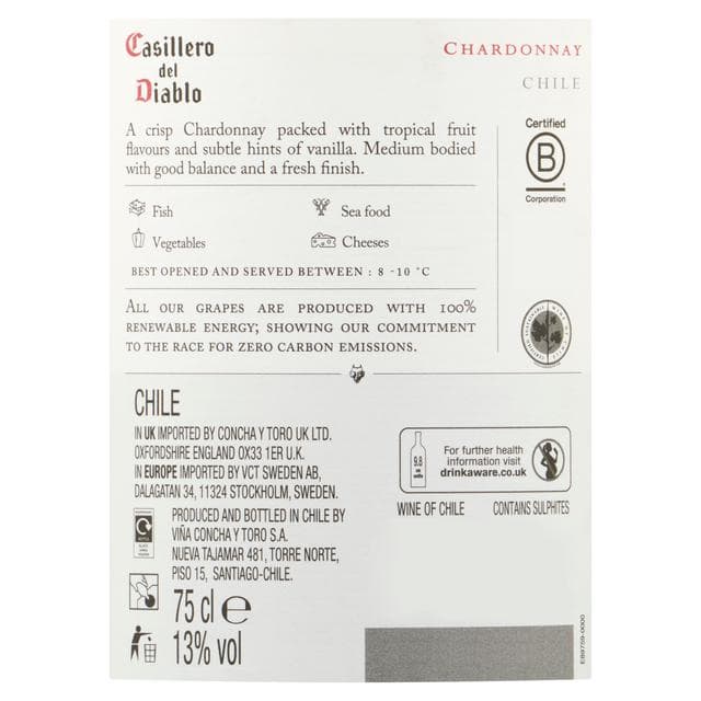 Casillero Del Diablo Chardonnay White Wine 75cl - gallery image 4