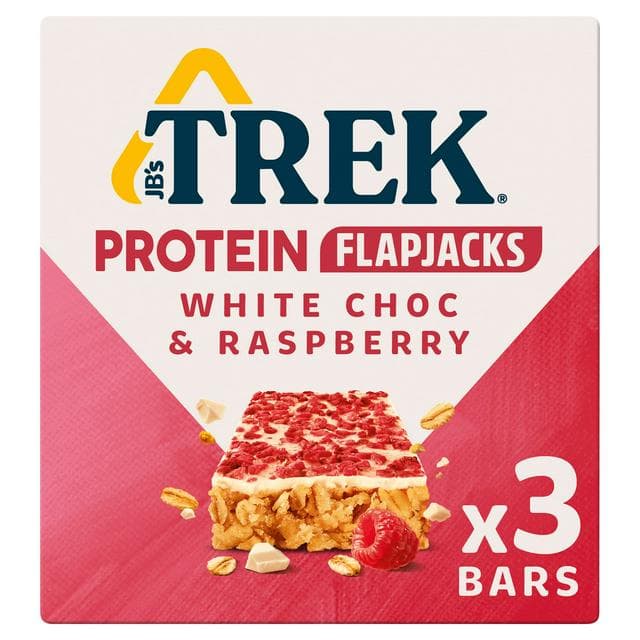 Trek White Choc & Raspberry Protein Flapjacks 3 x 50g - gallery image 1