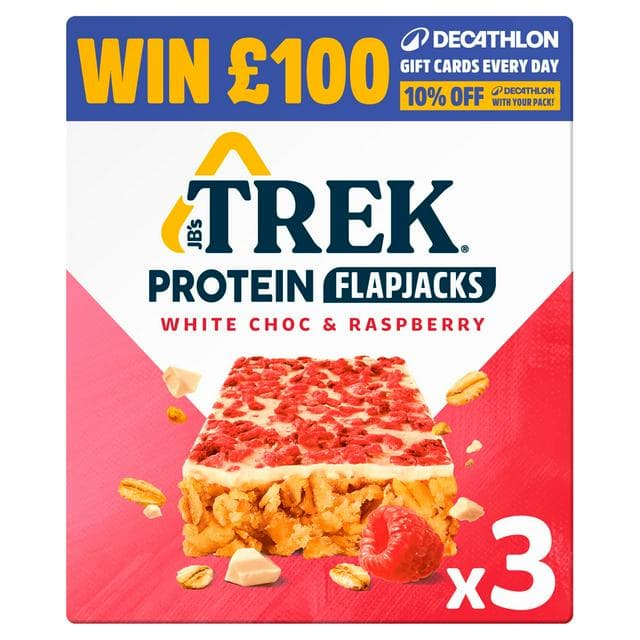 Trek White Choc & Raspberry Protein Flapjacks 3 x 50g - gallery image 1