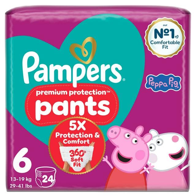 Pampers Premium Protection Nappy Pants Essential Pack Nappies Size 6, 15kg+ x24 - gallery image 1