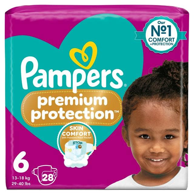 Pampers Premium Protection Essential Pack Nappies Size 6, 13kg+ x28 - gallery image 1