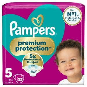 Pampers Premium Protection Essential Pack Nappies Size 5, 11kg-16kg x32