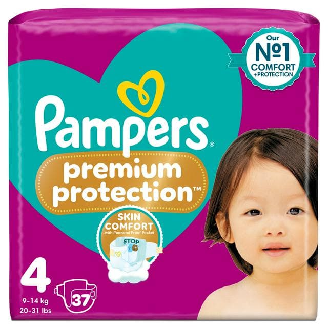 Pampers Premium Protection Essential Pack Nappies Size 4, 9kg-14kg x37 - gallery image 1