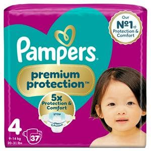 Pampers Premium Protection Essential Pack Nappies Size 4, 9kg-14kg x37