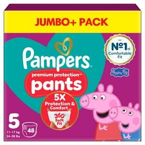 Pampers Premium Protection Nappy Pants Jumbo+ Pack Nappies Size 5, 12kg-17kg x48