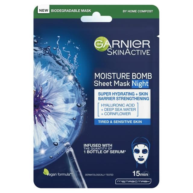 Garnier Moisture Bomb Night-Time Deep Sea Water & Hyaluronic Acid Face Sheet Mask 32g - gallery image 1