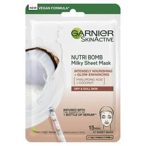Garnier Nutri Bomb Milky Face Sheet Mask Coconut & Hyaluronic Acid for Hydrated Glowing Skin 28g