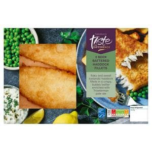 Sainsbury's 2 x Beer Battered MSC Haddock Fillets, Taste the Difference 365g