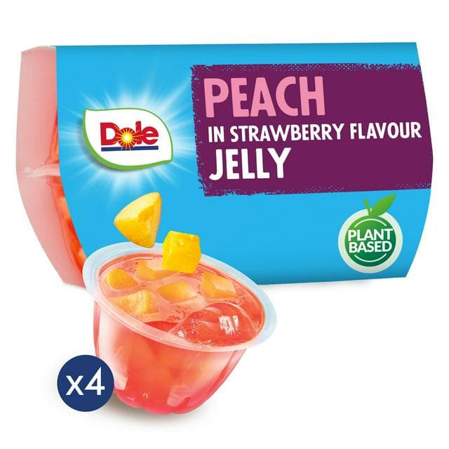 Dole Peach In Strawberry Jelly Fruit Snacks 4x123g - gallery image 1
