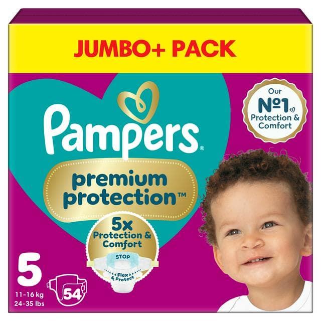 Pampers Premium Protection Jumbo+ Pack Nappies Size 5, 11kg-16kg x54 - gallery image 1