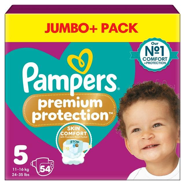 Pampers Premium Protection Jumbo+ Pack Nappies Size 5, 11kg-16kg x54 - gallery image 1