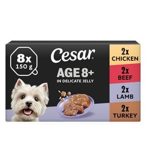 Cesar Senior Wet Dog Food Trays Meat in Delicate Jelly 8x150g