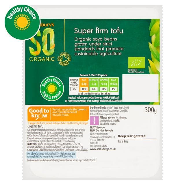 Sainsbury's SO Organic Super Firm Tofu 300g - gallery image 1