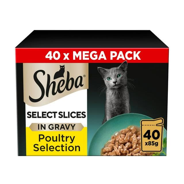 Sheba Select Slices Adult Wet Cat Food Pouch Poultry Selection in Gravy Mega Pack 40 x 85g - gallery image 1