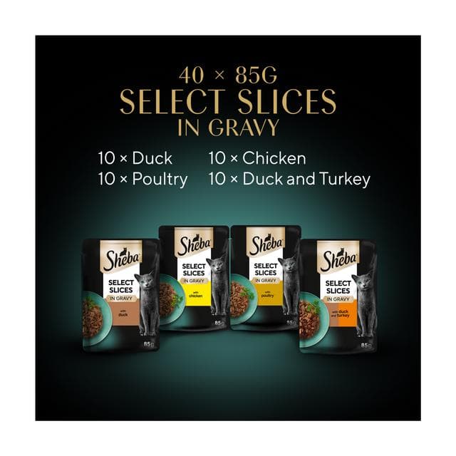 Sheba Select Slices Adult Wet Cat Food Pouch Poultry Selection in Gravy Mega Pack 40 x 85g - gallery image 5