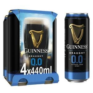 Guinness 0.0% Alcohol Free Stout Beer Cans 4 x 440ml