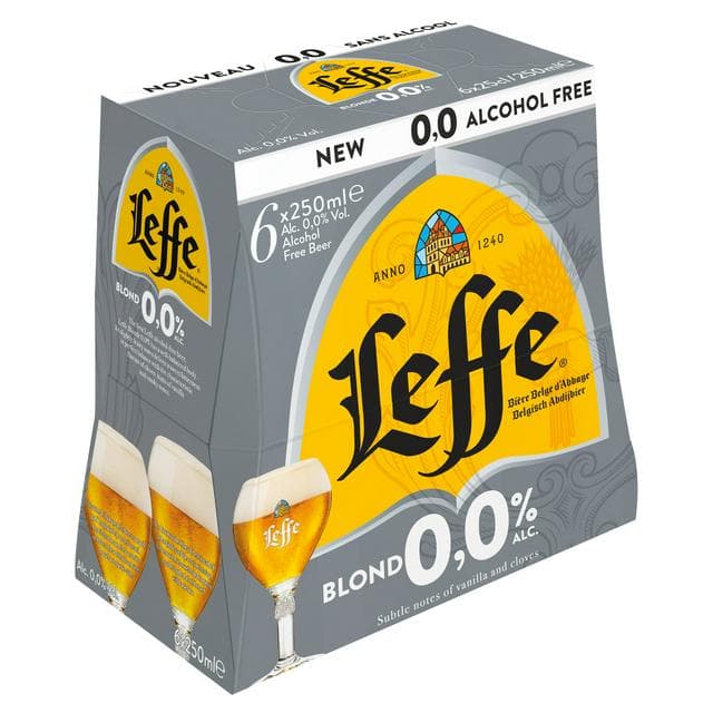 Leffe Blonde 0.0% Alcohol Free Beer Bottles 6 x 250ml - gallery image 1