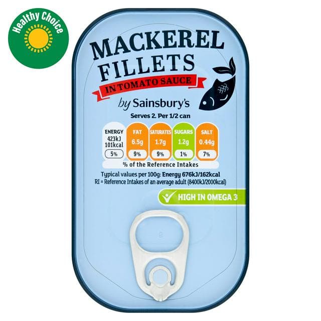 Sainsbury's Mackerel Fillets in Tomato Sauce 125g - gallery image 1