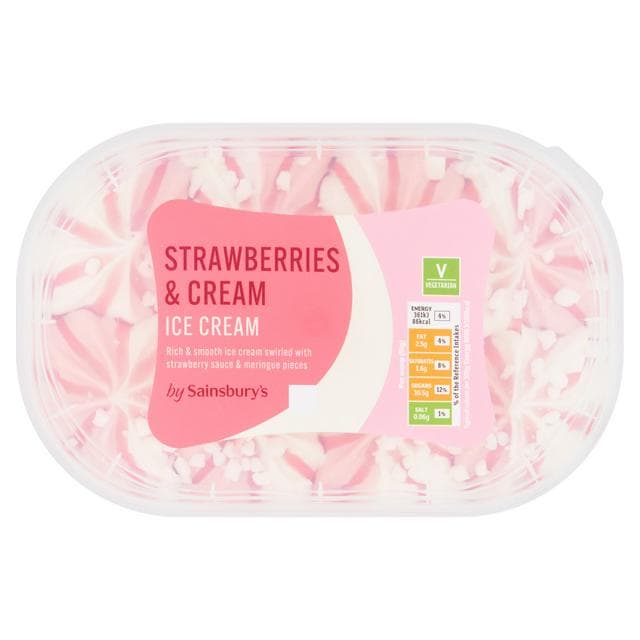 Sainsbury's Strawberry & Cream Ice Cream 900ml - gallery image 1