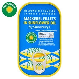 Sainsbury's Mackerel Fillets in Sunflower Oil 125g (82g*)