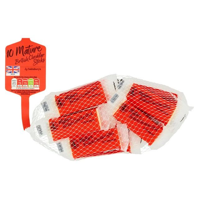 Sainsbury's Mature British Cheddar Sticks 10x20g - gallery image 1