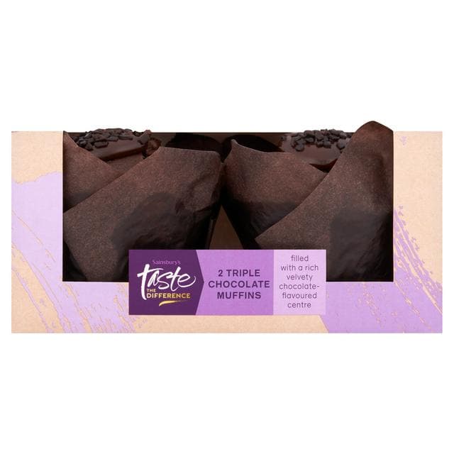 Sainsbury's Triple Chocolate Muffins, Taste the Difference x2 - gallery image 1