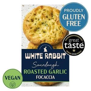 White Rabbit 2 x 125g Roasted Garlic Gluten Free Sourdough Focaccia