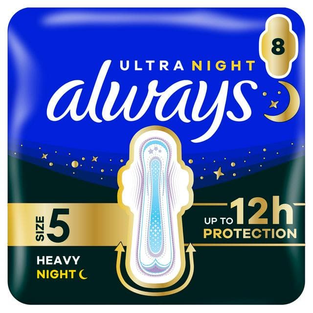 Always Ultra Sanitary Towels Secure Night Extra Wings Pads Size 5 x8 - gallery image 1