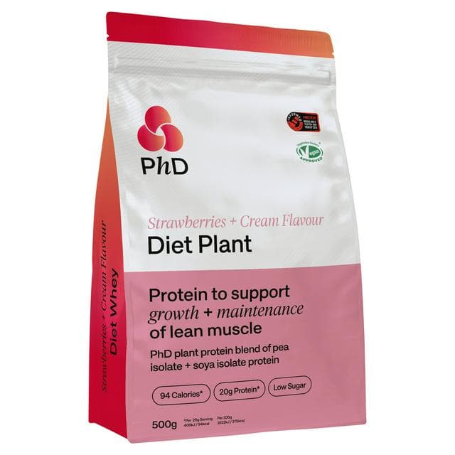 PhD Strawberries & Cream Diet Plant Protein Powder 500g - gallery image 1