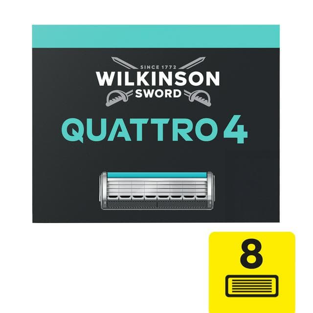 Wilkinson Sword Quattro 4 Men's Razor Blades Refills x8 - gallery image 1