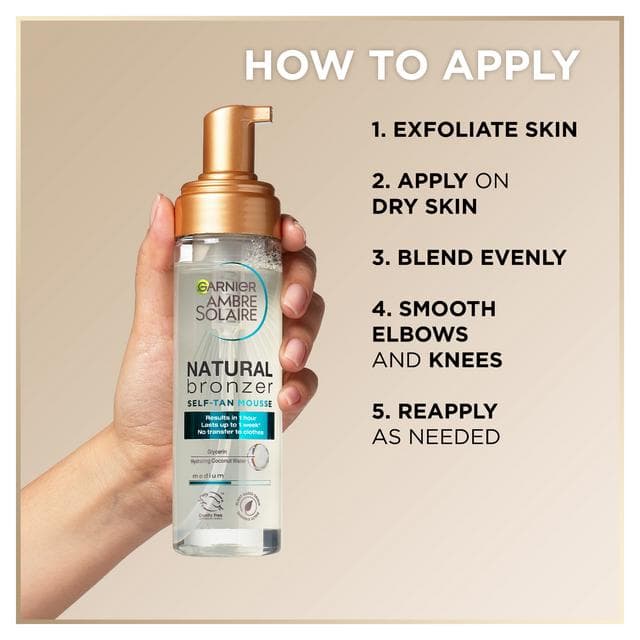 Garnier Ambre Solaire 200ml Natural Bronzer Self Tan Mousse - gallery image 5
