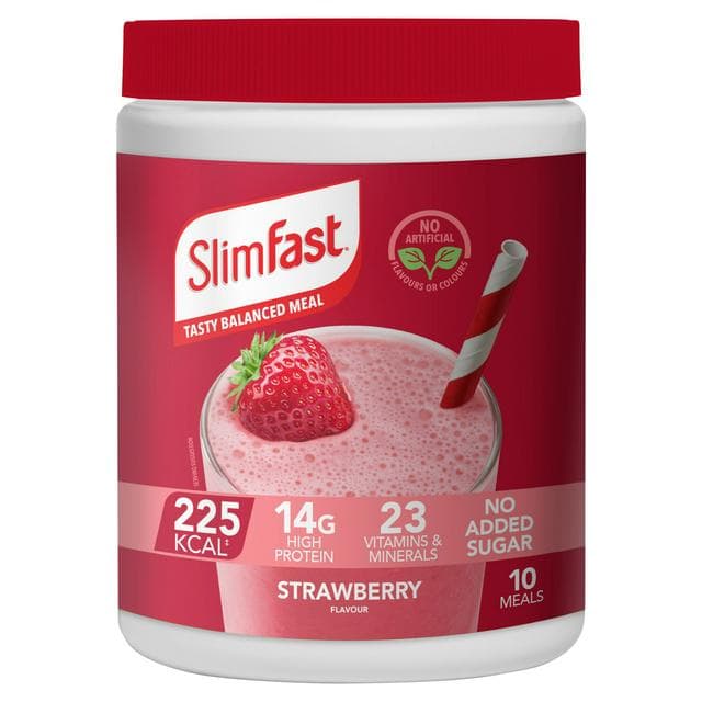 SlimFast Meal Replacement Shake Powder Tin Strawberry Flavour 10 meals 365g - gallery image 1