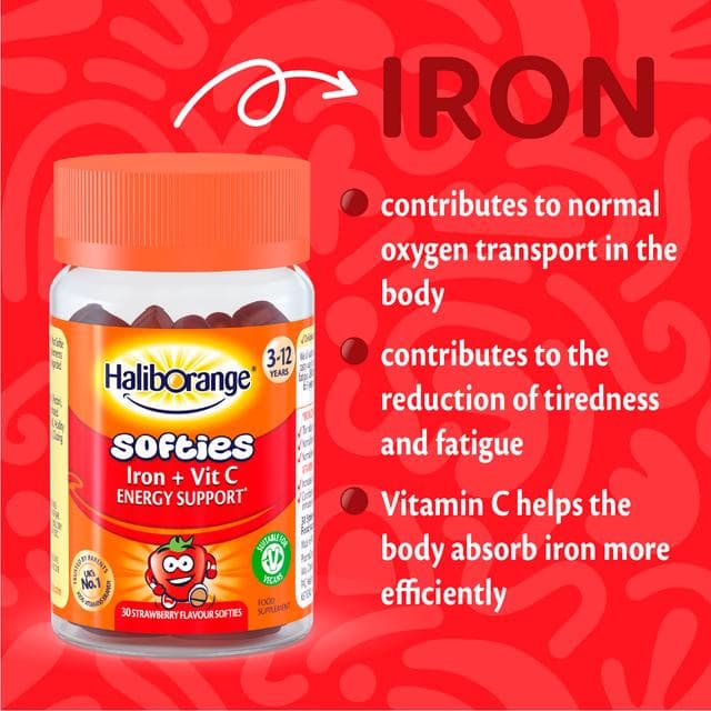 Haliborange Iron & Vitamin C Energy Support Strawberry Softies x30 - gallery image 2
