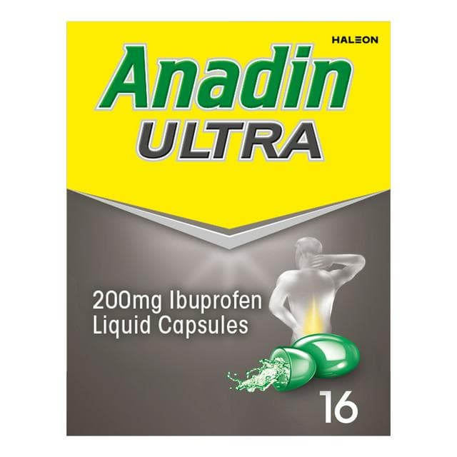 Anadin Ultra Ibuprofen Pain Relief Liquid Capsules x16 - gallery image 1