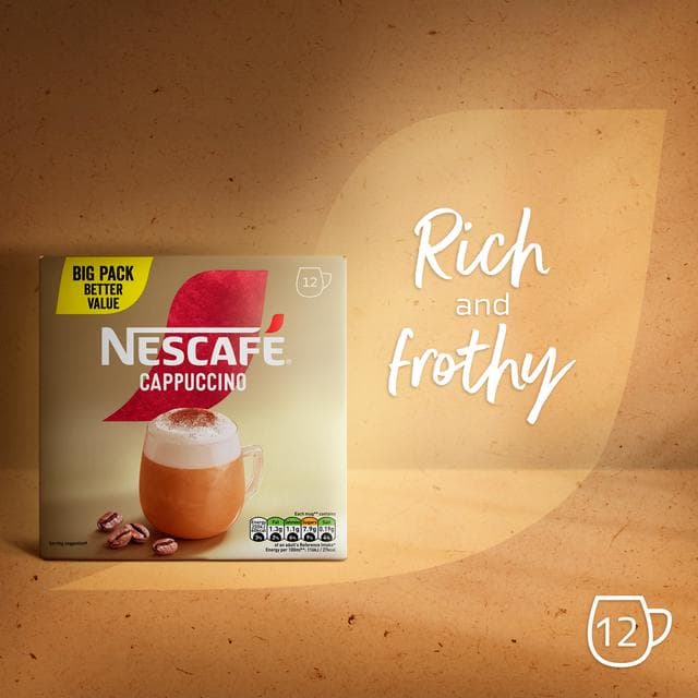 Nescafe Cappuccino Instant Coffee Sachets 12x15.5g - gallery image 2