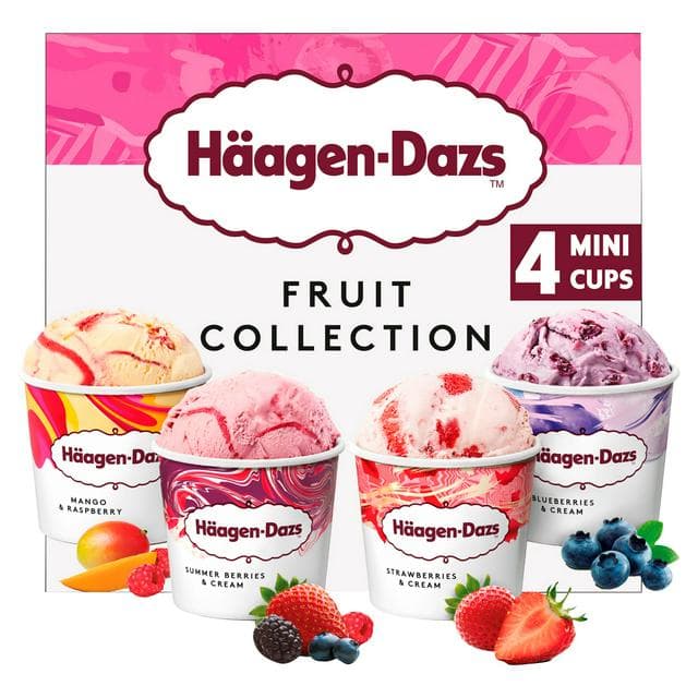 Haagen-Dazs Fruit Collection Mini Frozen Dessert Ice Cream Tub 4x95ml - gallery image 1