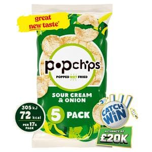 Popchips 5 x 17g Sour Cream & Onion Multipack Crisps