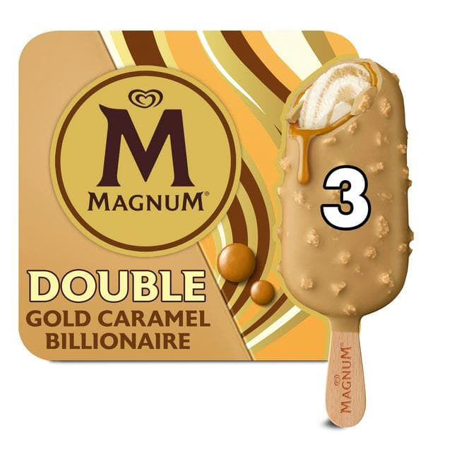 Magnum Double Gold Caramel Billionaire Ice Cream Sticks 3x85 ml - gallery image 1