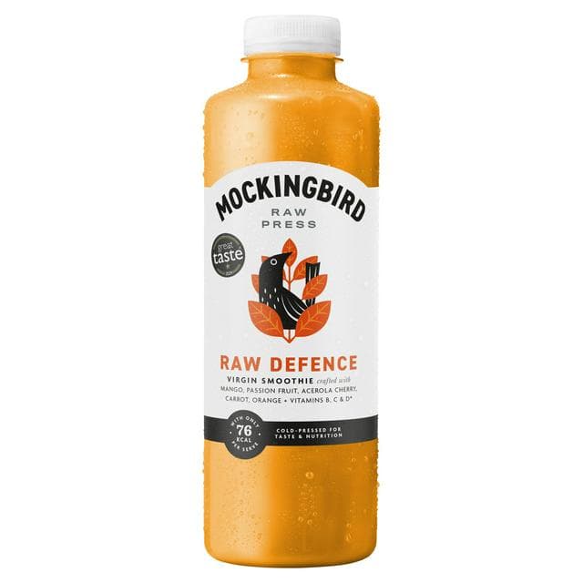Mockingbird Raw Press 750ml Raw Defence, Mango, Passion Fruit, Carrot with Vitamins Smoothie - gallery image 1