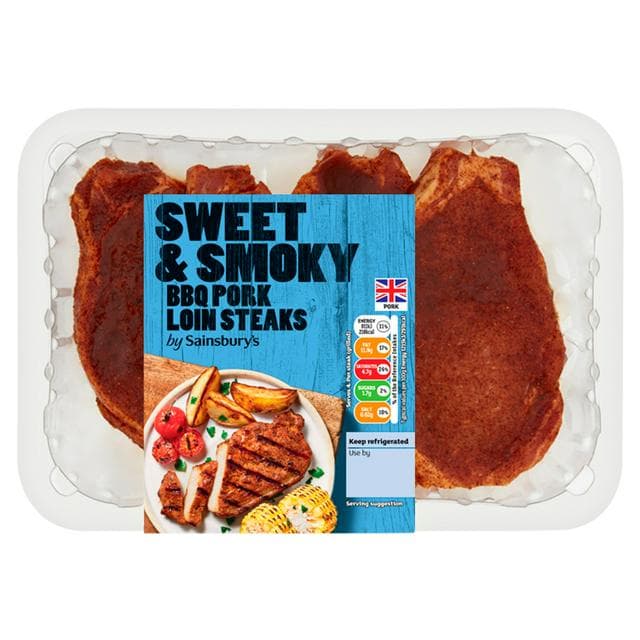 Sainsbury's Sweet & Smoky BBQ Pork Loin Steaks 440g - gallery image 1