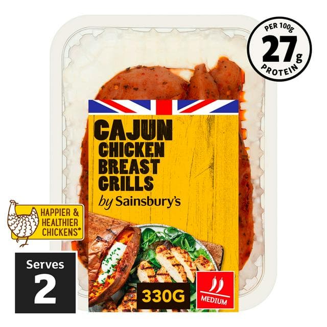 Sainsbury's Cajun British Chicken Breast Grills 330g - gallery image 1