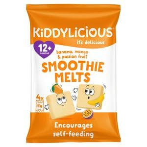 Kiddylicious Banana, Mango & Passionfruit Smoothie Melts Baby Snacks 4x6g